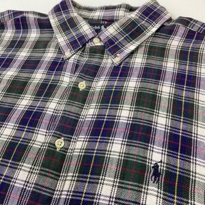 Ralph Lauren Men's XXL Blake Plaid Short Sleeve Button Down Shirt Cotton
